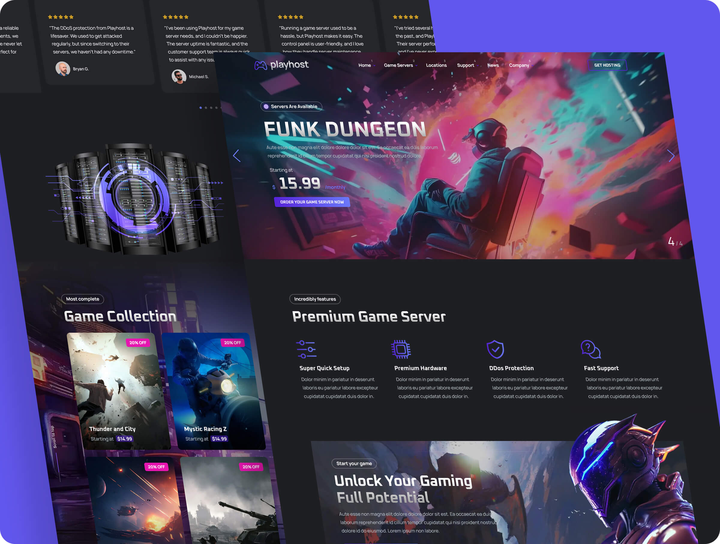 Game Hosting Server Angular 20 Template - Playhost